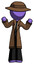 Purple Detective Man Shrugging Confused