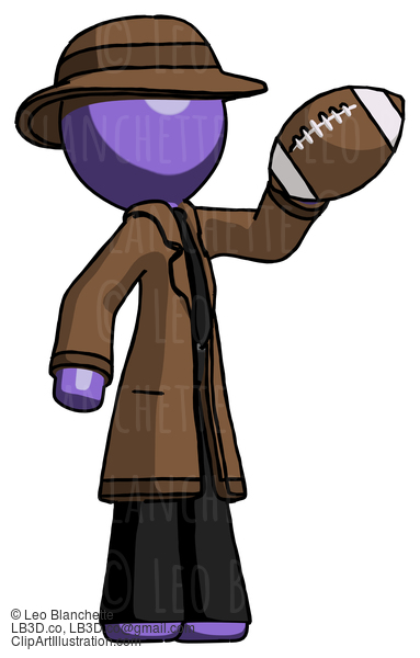 Purple Detective Man Holding Football Up #2951