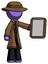 Purple Detective Man Showing Clipboard To Viewer