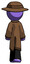 Purple Detective man walking away, back view