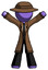 Purple Detective Man Surprise Pose, arms and legs out