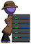 Purple Detective Man Resting Against Server Rack