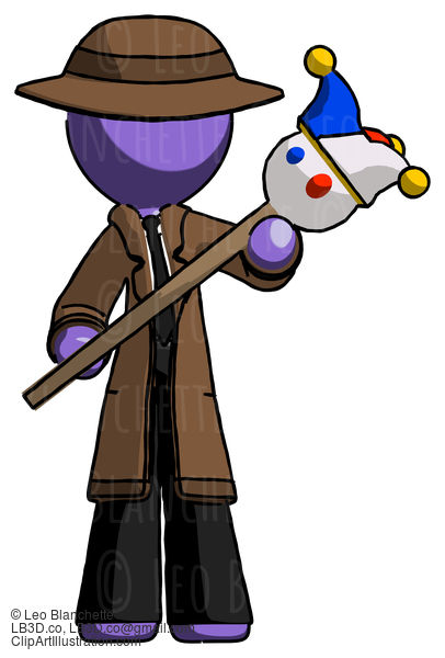 Purple Detective Man Holding Jester Diagonally #2966