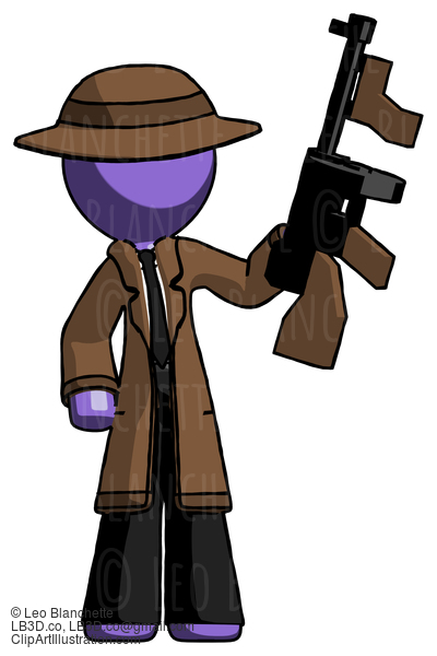 Purple Detective Man Holding Tommygun #2967