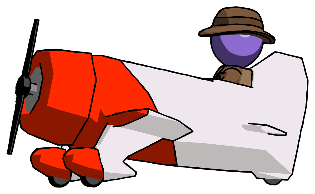 Purple Detective Man in geebee stunt aircraft side view