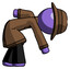 Purple Detective Man Picking Something Up Bent Over