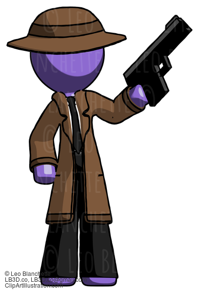 Purple Detective Man Holding Handgun #2979