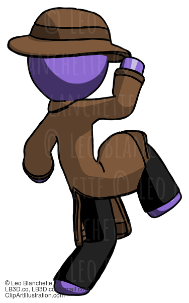 Purple Detective Man Kick Pose Start #2983