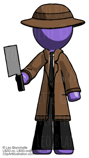 Purple Detective Man Holding Meat Cleaver #2984