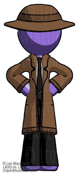 Purple Detective Man Hands On Hips #2986