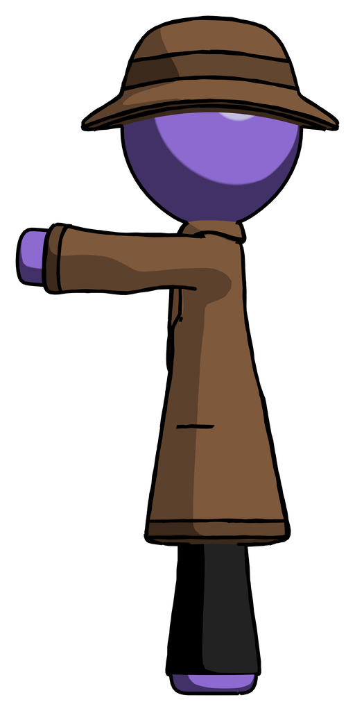 Purple Detective Man Pointing Left