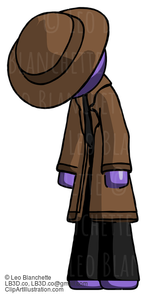 Purple Detective Man Depressed With Head Down Turned Left #3005