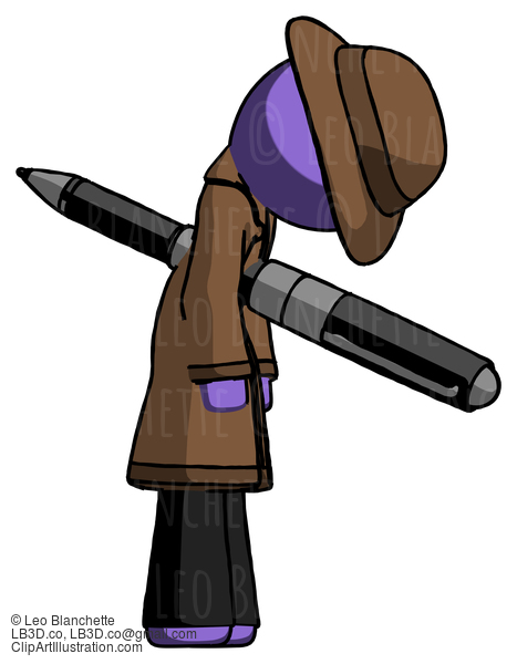 Purple Detective Man Impaled Through Chest With Giant Pen #3013