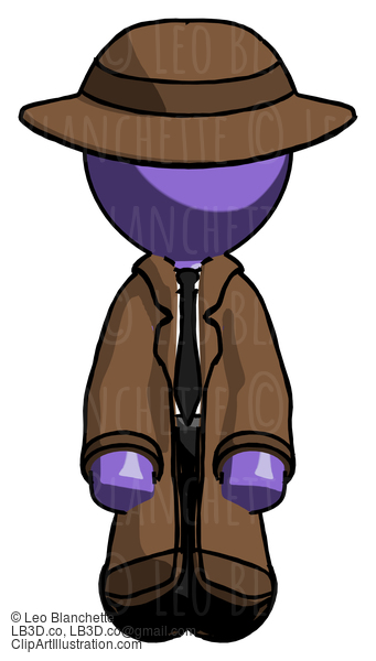 Purple Detective Man Kneeling Front Pose #3016