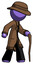 Purple Detective Man walking with hiking stick