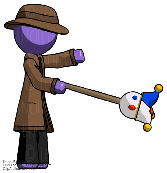 Purple Detective Man Holding Jesterstaff - I Dub Thee Foolish Concept #3023