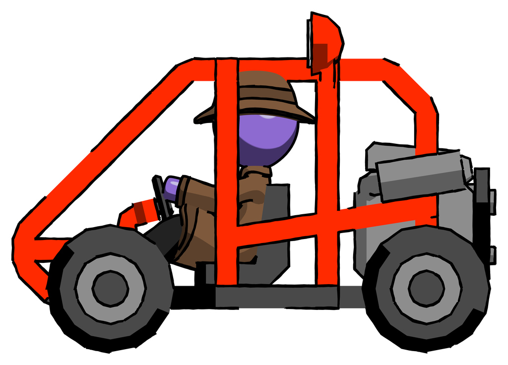 Purple Detective Man riding sports buggy side view