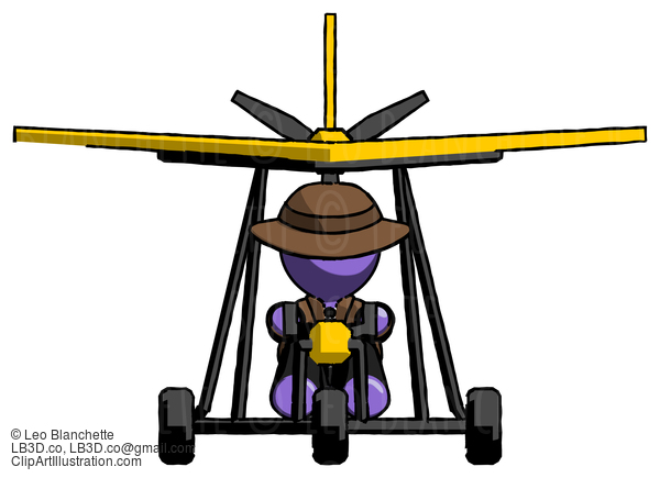 Purple Detective Man In Ultralight Aircraft Front View #3036