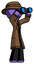 Purple Detective Man looking through binoculars to the right
