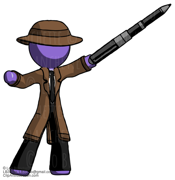 Purple Detective Man Demonstrating That Indeed The Pen Is Mightier #3054