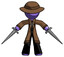 Purple Detective Man two sword defense pose