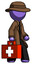 Purple Detective Man Walking With Medical Aid Briefcase To Right