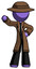 Purple Detective Man Waving Right Arm with Hand on Hip