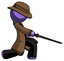 Purple Detective Man with ninja sword katana slicing or striking something