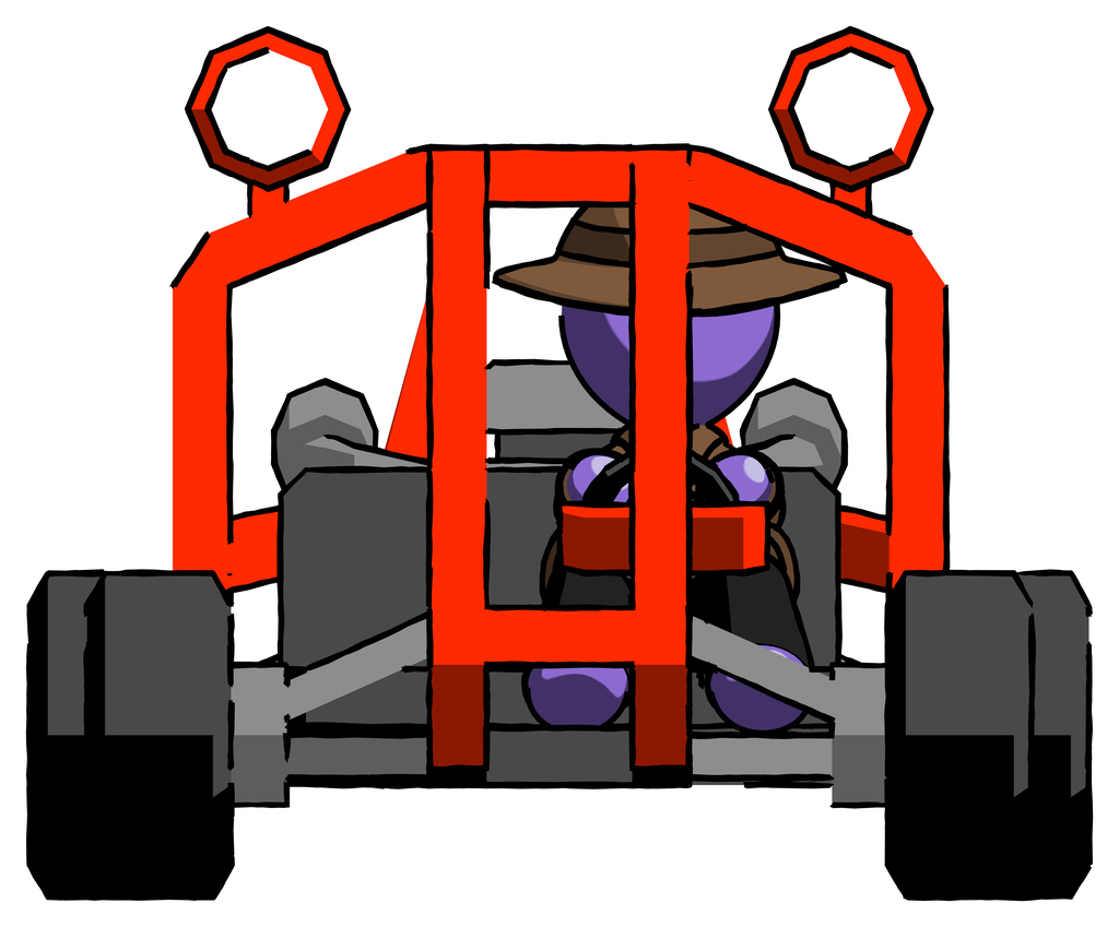 Purple Detective Man riding sports buggy front view