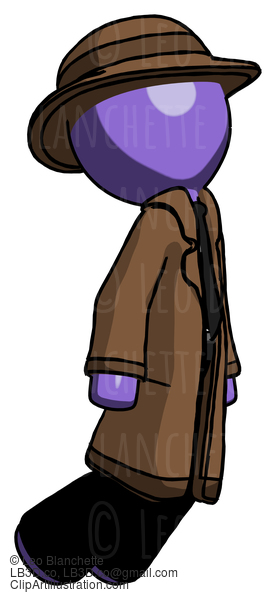 Purple Detective Man Floating Through Air Right #3071