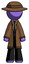 Purple Detective Man Standing Facing Forward
