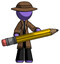 Purple Detective Man writer or blogger holding large pencil