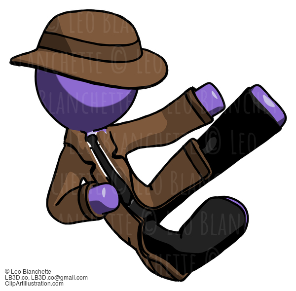 Purple Detective Man Flying Ninja Kick Right #3095