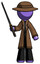 Purple Detective Man standing up with ninja sword katana