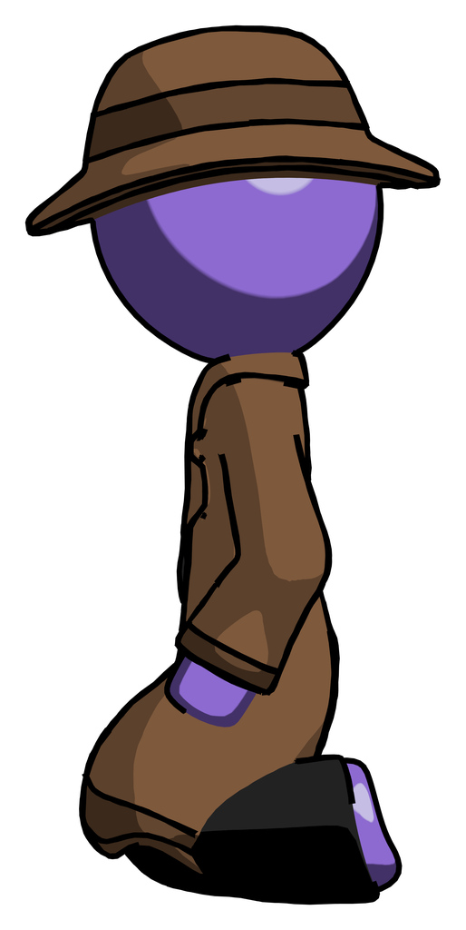 Purple Detective Man Kneeling Left