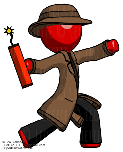 Red Detective Man Throwing Dynamite #2201