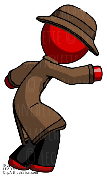 Red Detective Man Sneaking While Reaching For Something #2213