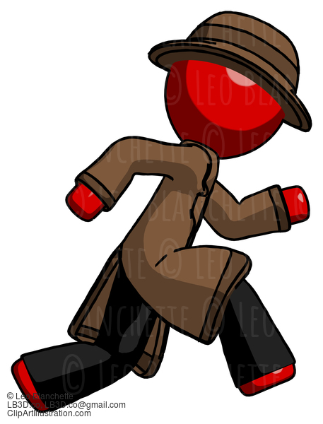 Red Detective Man Running Fast Right #2214