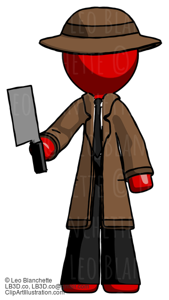 Red Detective Man Holding Meat Cleaver #2230