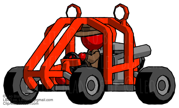 Red Detective Man Riding Sports Buggy Side Angle View #2231