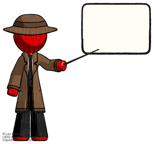 Red Detective Man Giving Presentation In Front Of Dry-Erase Board #2235