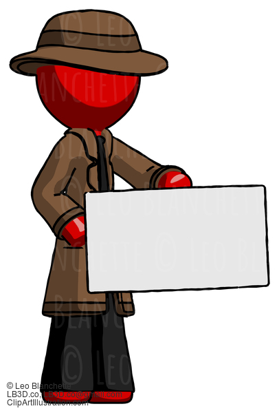 Red Detective Man Presenting Large Envelope #2248