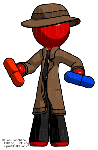 Red Detective Man Red Pill Or Blue Pill Concept #2262