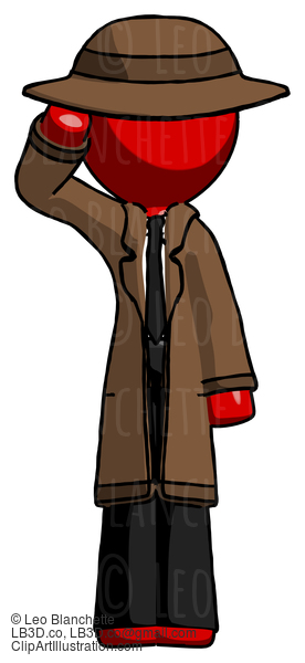 Red Detective Man Soldier Salute Pose #2264