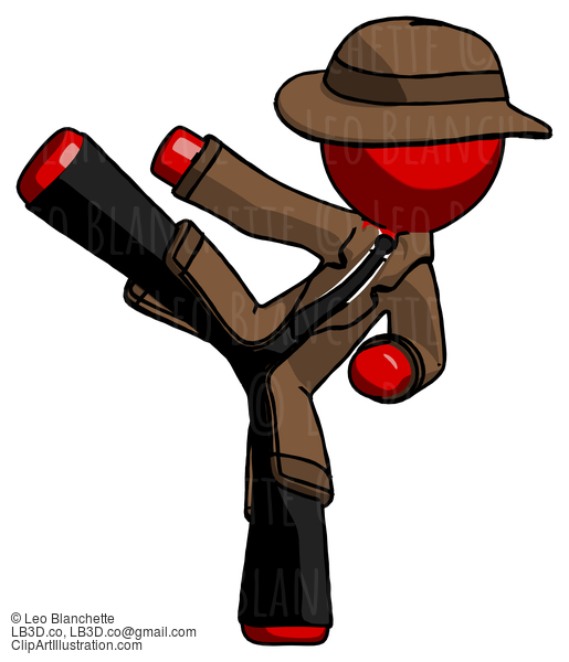 Red Detective Man Ninja Kick Left #2265