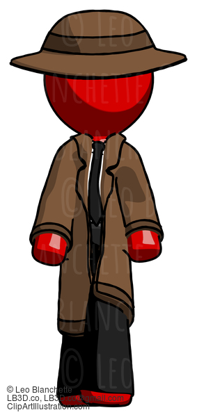 Red Detective Man Walking Front View #2271