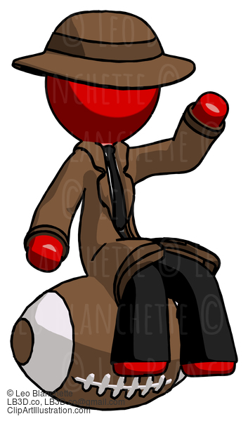 Red Detective Man Sitting On Giant Football #2273