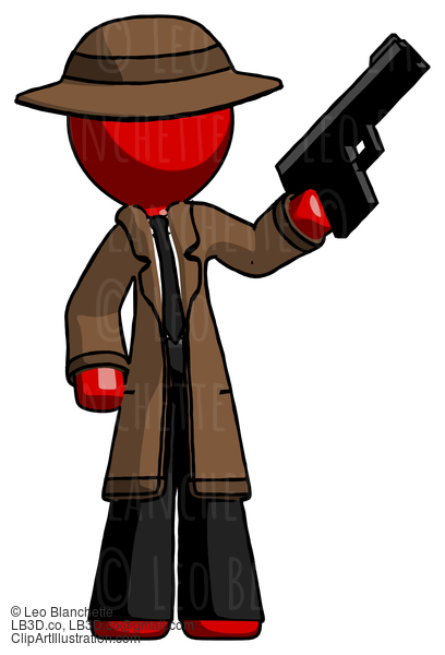 Red Detective Man Holding Handgun #2280