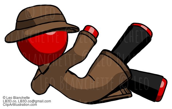 Red Detective Man Falling Backwards #2288