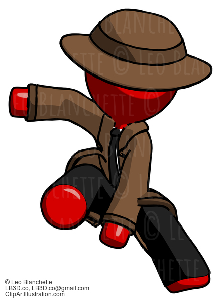 Red Detective Man Action Hero Jump Pose #2299